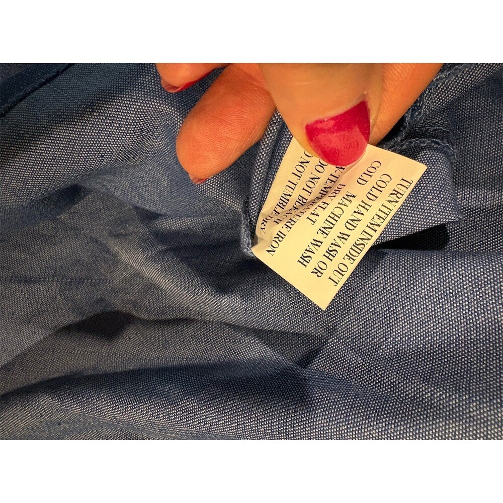 J. Brooks Dress Womens 1X Blue Midi V-Neck Button Front Cutout Waist 3/4 - Picture 13 of 13